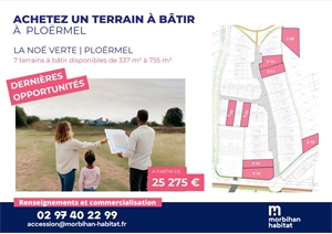 terrain a batir à la vente -   56800  PLOERMEL, surface 421 m2 vente terrain a batir - UBI475661858